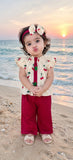 Top With Trouser and Same Band in cherry print