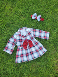 Single Frock with Band red check collar style