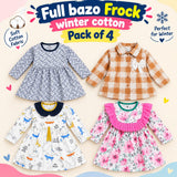 Pack of 4 Full Bazo Frocks In Winter Cotton Stuff