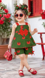 Frock with Band & Short in Tomato Print