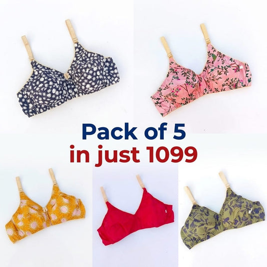 PACK OF 5 Bra Soft Cotton (Random Colors)