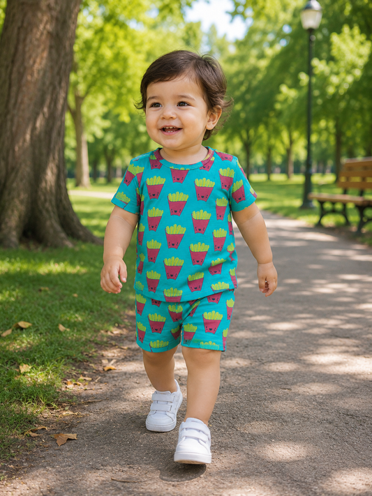 Nicker Shirt in Jersey Stuff Half Bazoo Mini Heart Print